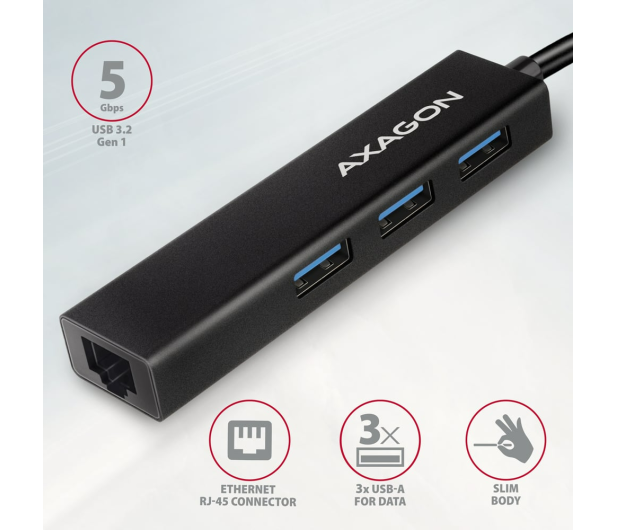 Axagon HMC-GL3A SuperSpeed USB-C hub + gigabit LAN - 1485459 - zdjęcie 3